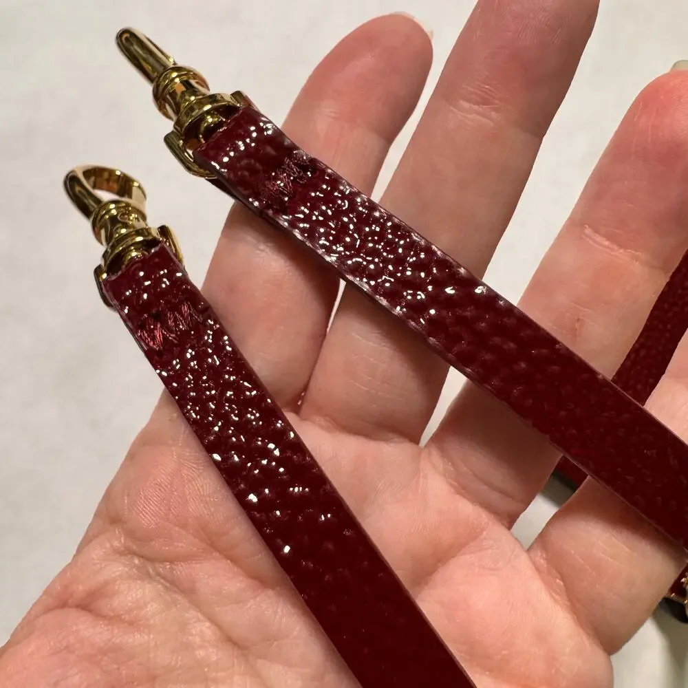 Bandolier LACQUER Leather 14plus Crossbody Chain Case SET wine/gold NEW RARE GEM